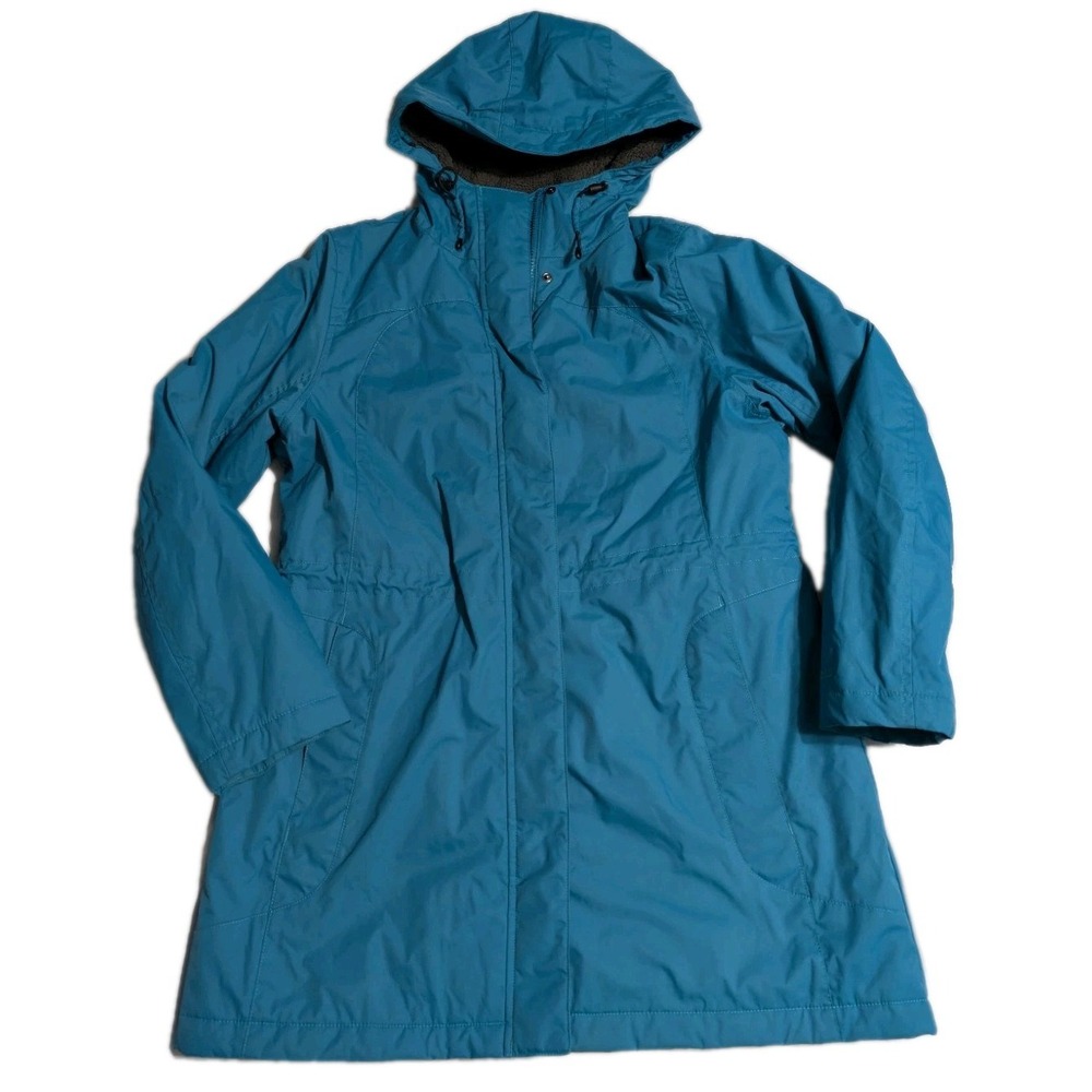 L.L. Bean Women's Insulated Parka Teal Hooded Fleece Lined M Petite